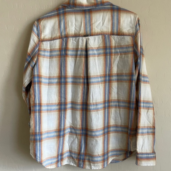 Prana Alfie Flannel Roll Tab Sleeve Cream Women’s Small Soft Roll Tab - Picture 9 of 10